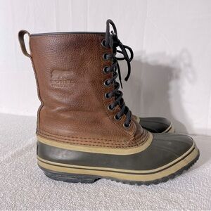 Vintage Sorel Premium T Brown Leather W Rubber Lace Up Winter Boots 8.5